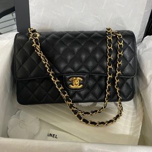 Chanel Caviar Quilted Medium Double Flap Black Shoulder Bag